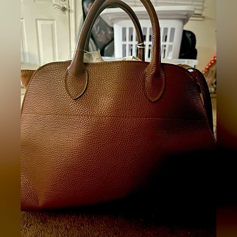 Divina Firenze Brown Leather The Row Margaux Style Tote Bag New